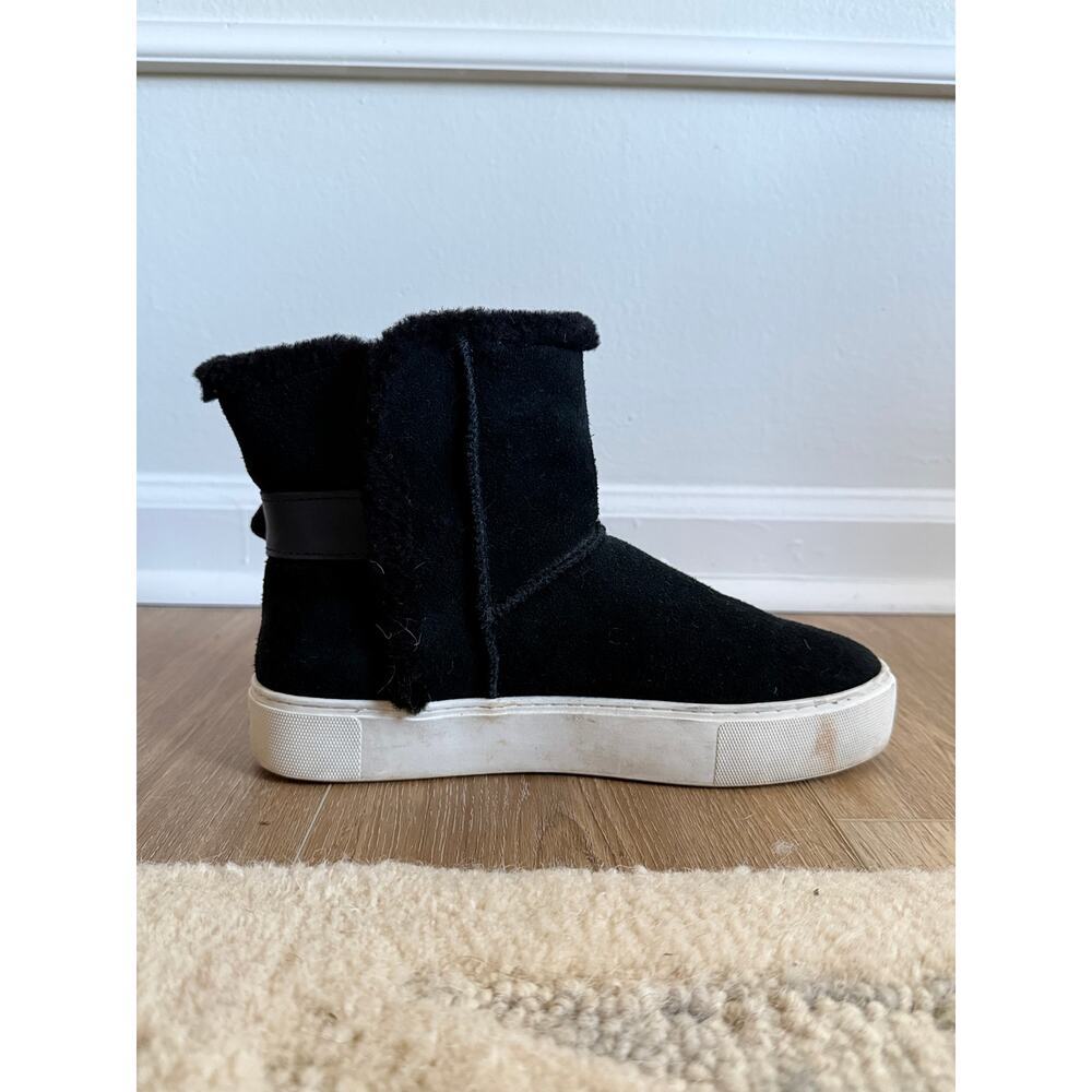 UGG Aika Boot Trainers Black Suede Shearling Buckle Platform Boots Size 7 - Picture 7 of 9